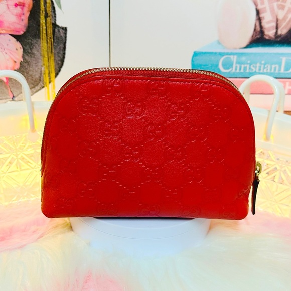 Gucci Cosmetic pouch purse Sima GG Red Leather-great condition- nice color - Picture 10 of 10